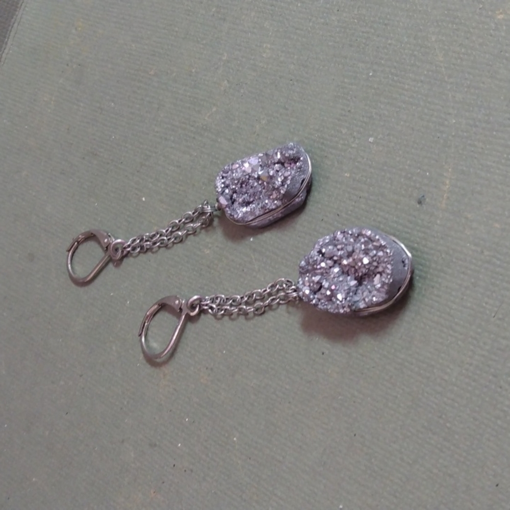 Vintage Sparkly druzy Drop earrings D